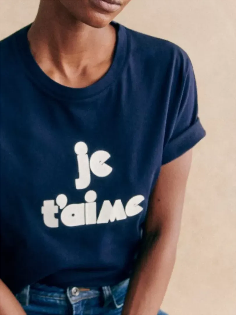 Cheap Je T'aime  T-Shirt-Blue