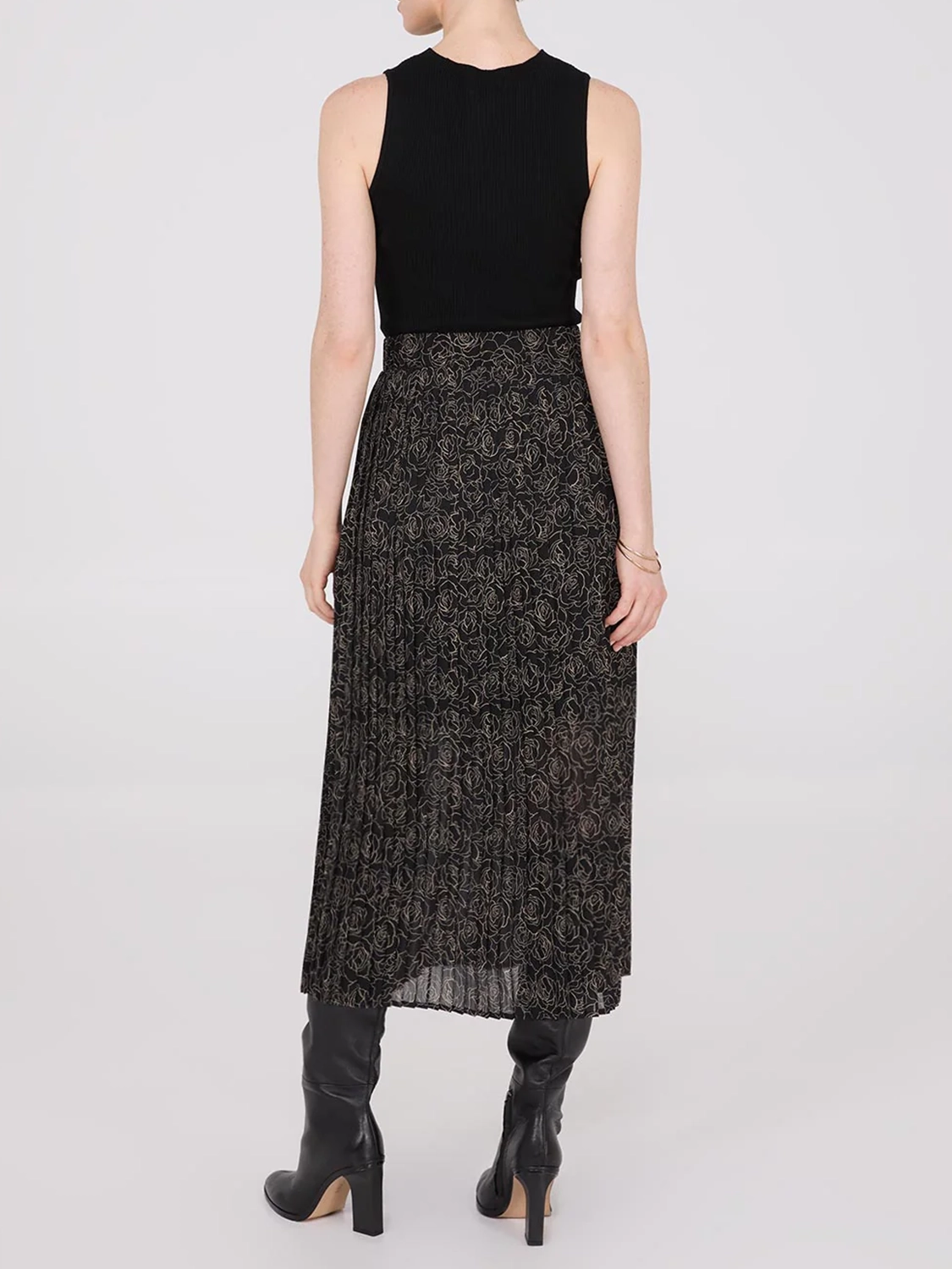 Printed Chiffon Pleated Midi Skirt