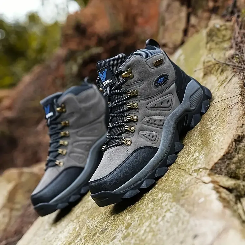 Men's Mountaineering Orthopedic Ankle Support Hiking Boots Waterproof Non-Slip Wide Toe Tactical Boots (Durability Upgrade)