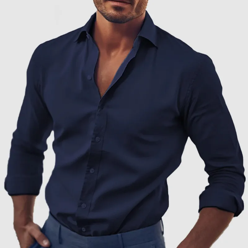 🔥Mid Year Sale 60% OFF🔥 - Men's Classic Solid Color Cotton Long Sleeve Shirt