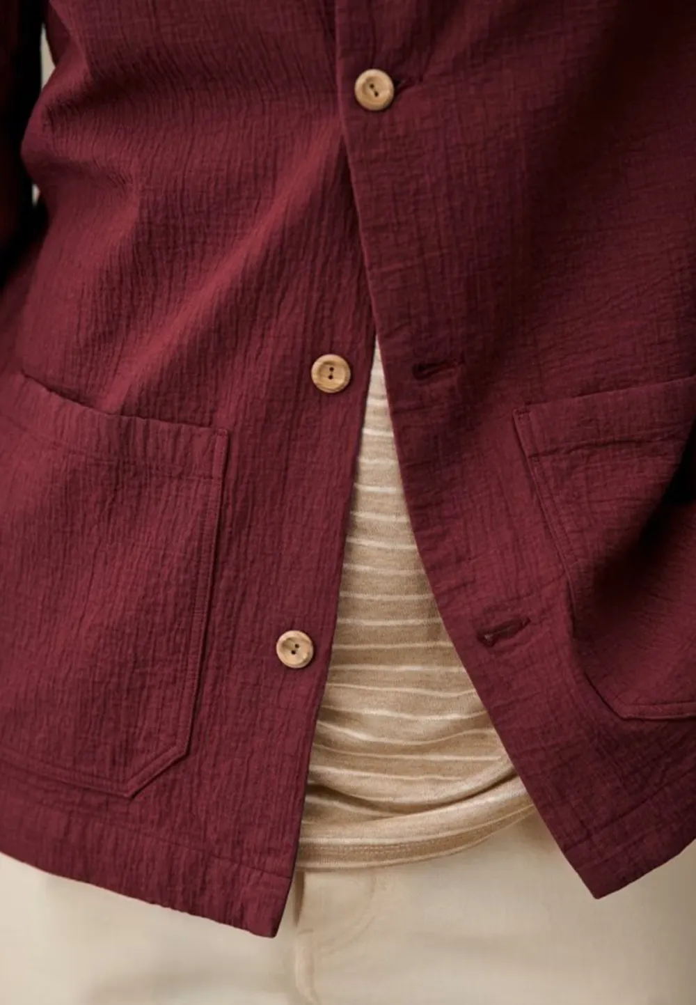 Tim Coton Texture Jacket-Raspberry