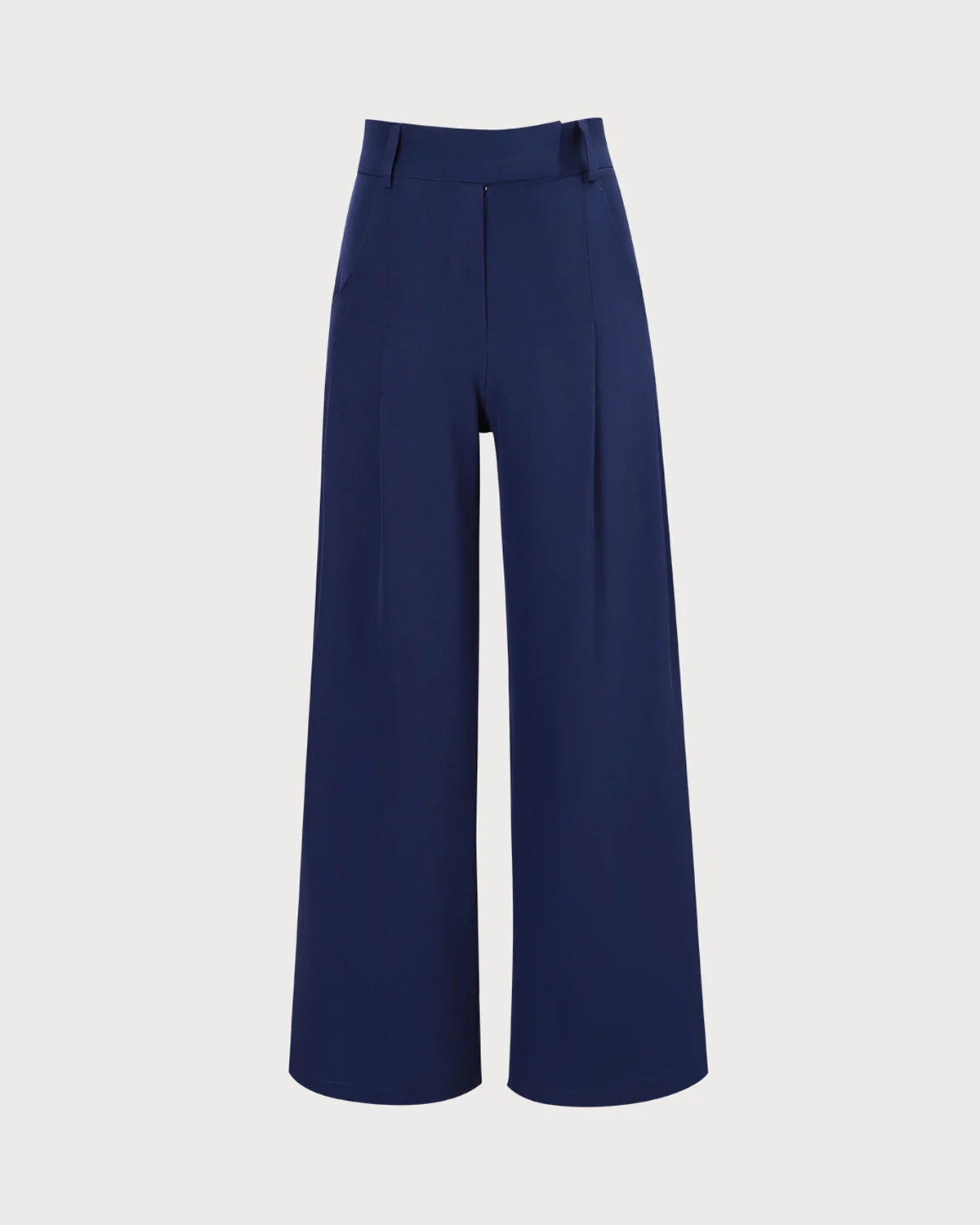 The Navy High Waisted Pockets Straight Pants