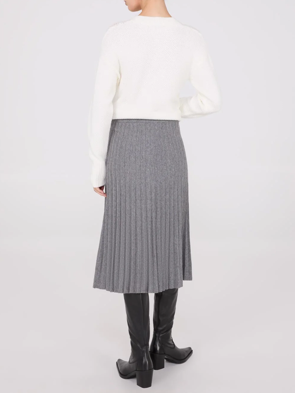 Pleated Knit Sweater Midi Skirt