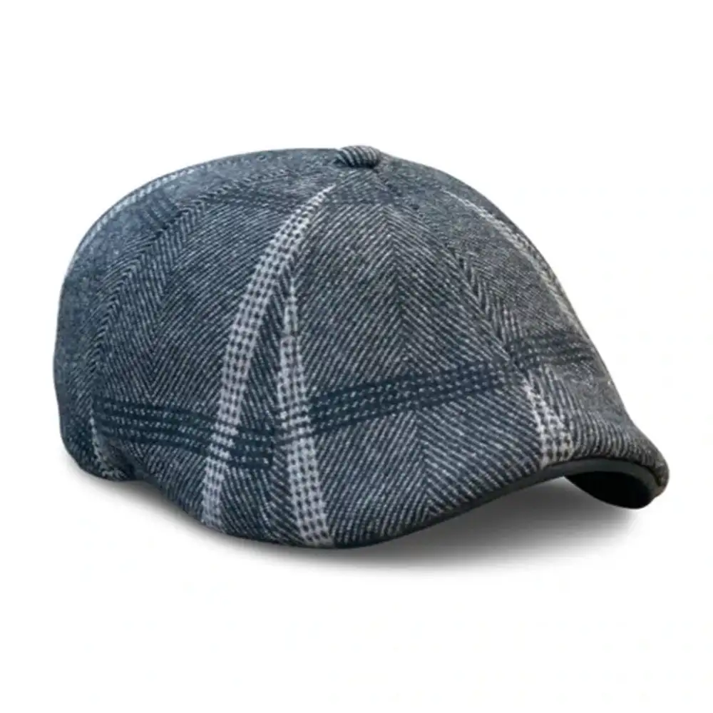 The Black Rose Peaky Cap - Black & Grey Plaid