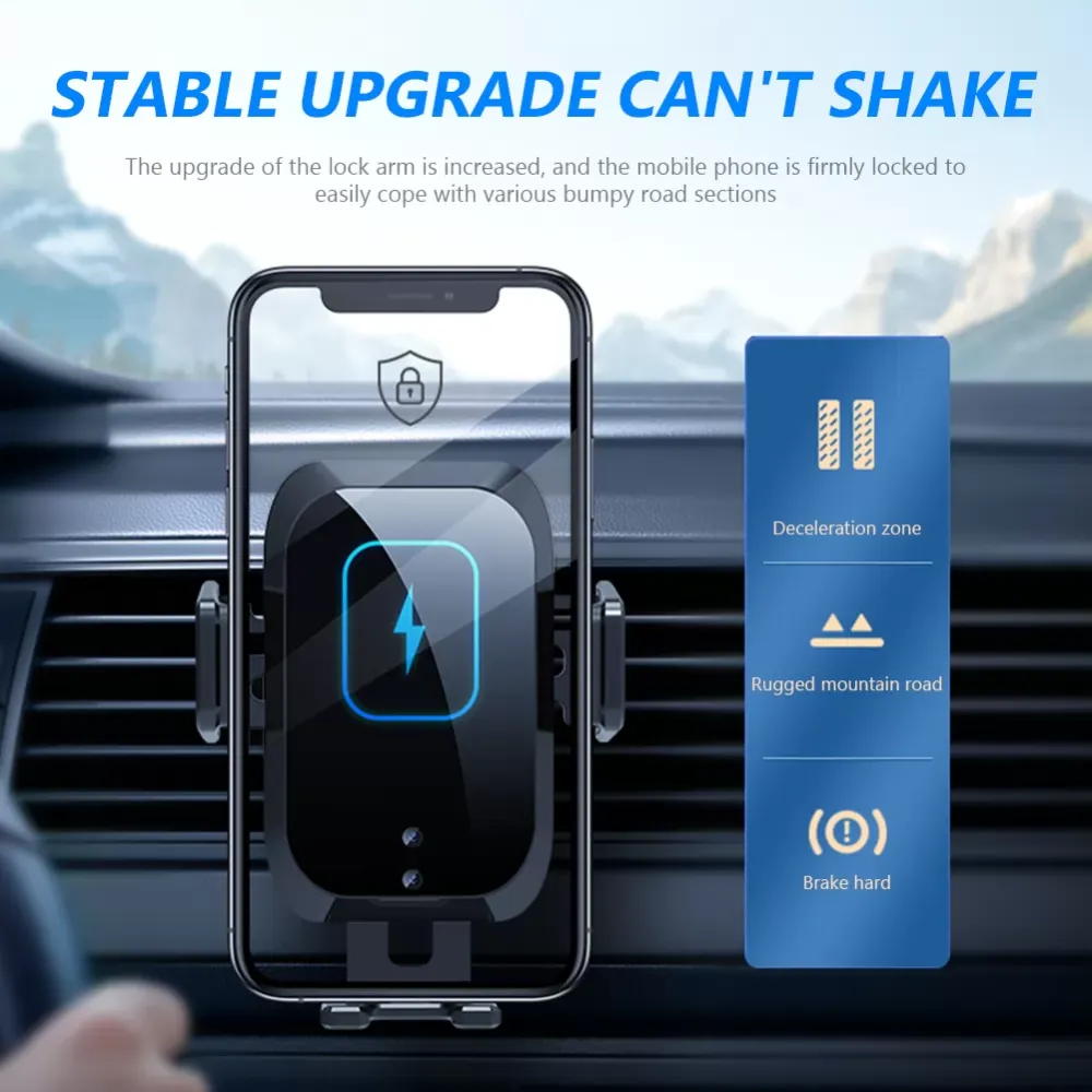 X11 Automatic Clamping Car Wireless Charger Infrared Sensor Phone Holder US EU UK Plug QC3.0 + 18W PD USB Charger Wall Phone