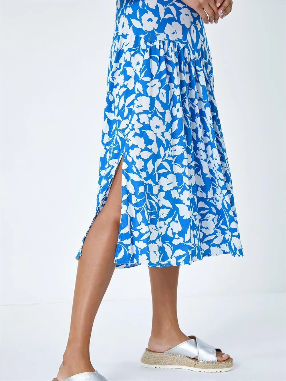 Blue Floral Midi Dress