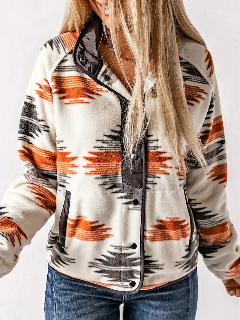 Retro printed western long sleeve jacket