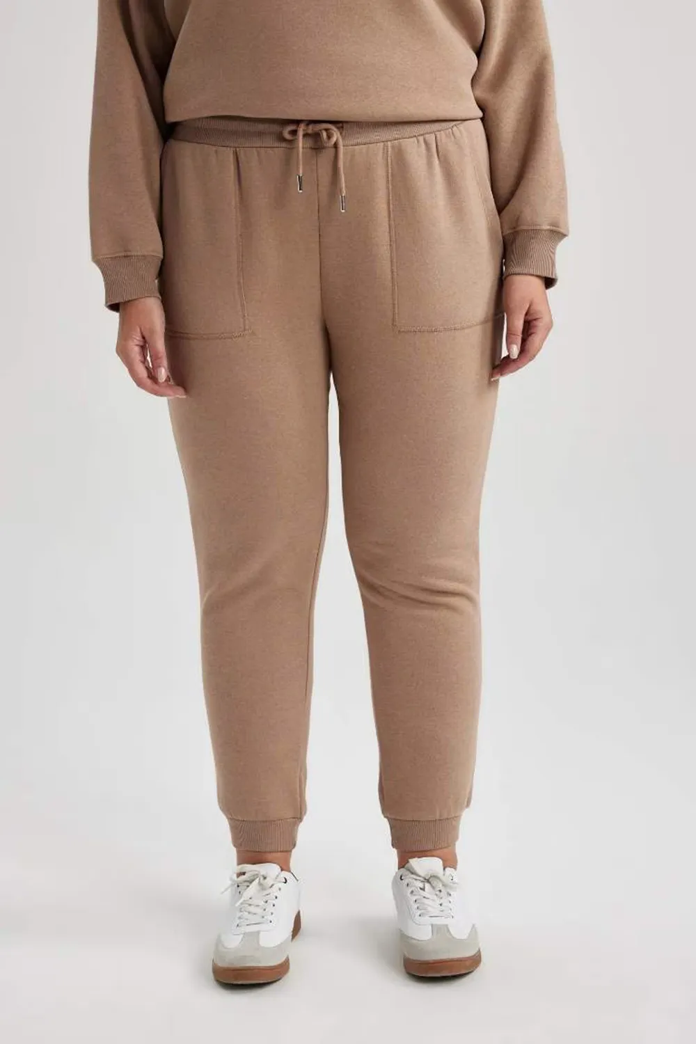 Jogger High Waist Thick Sweatshirt Fabric Trousers