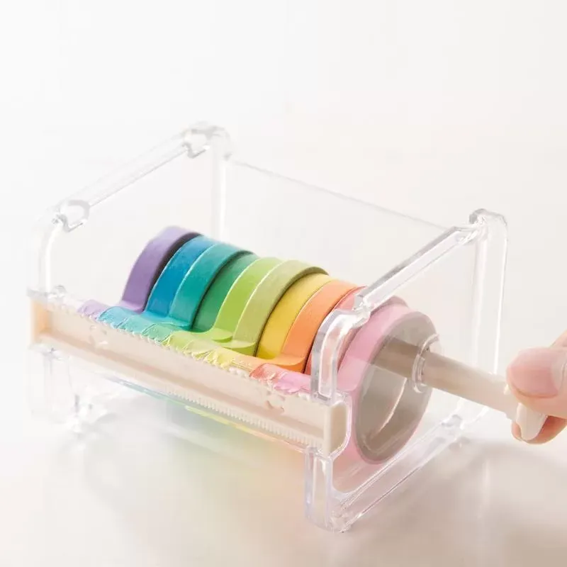 Durable Tape Dispenser Desktop Tape Cutter Stationery Storage Box Organizer