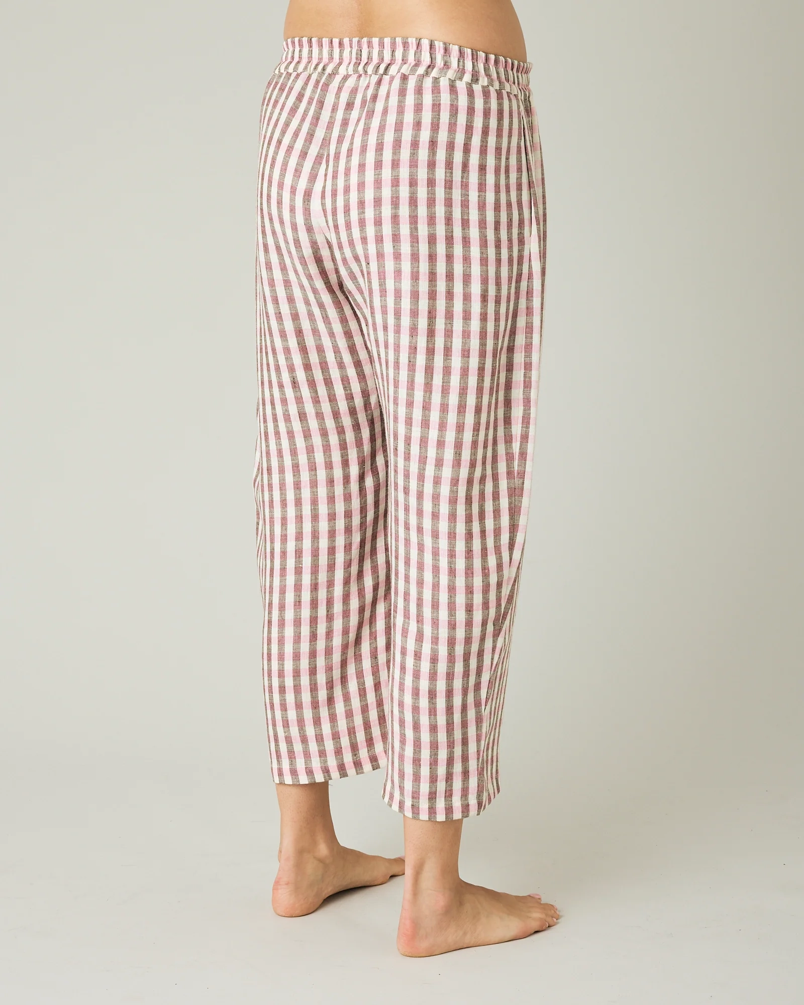 ULTIMATE PJ TROUSERS BROWN & PINK CHECK LINEN