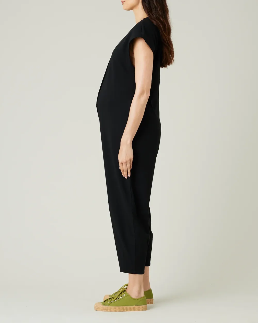 BLACK COTTON JERSEY JUMPSUIT