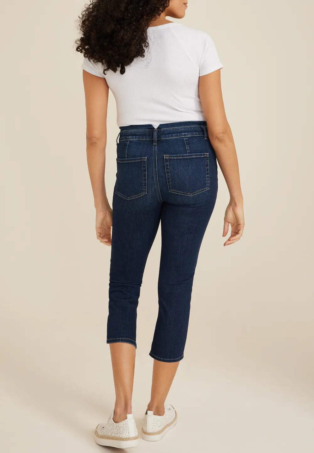 m jeans by maurices™ Cool Comfort Mid Rise Mid Fit Stacked Waist Cropped Jean