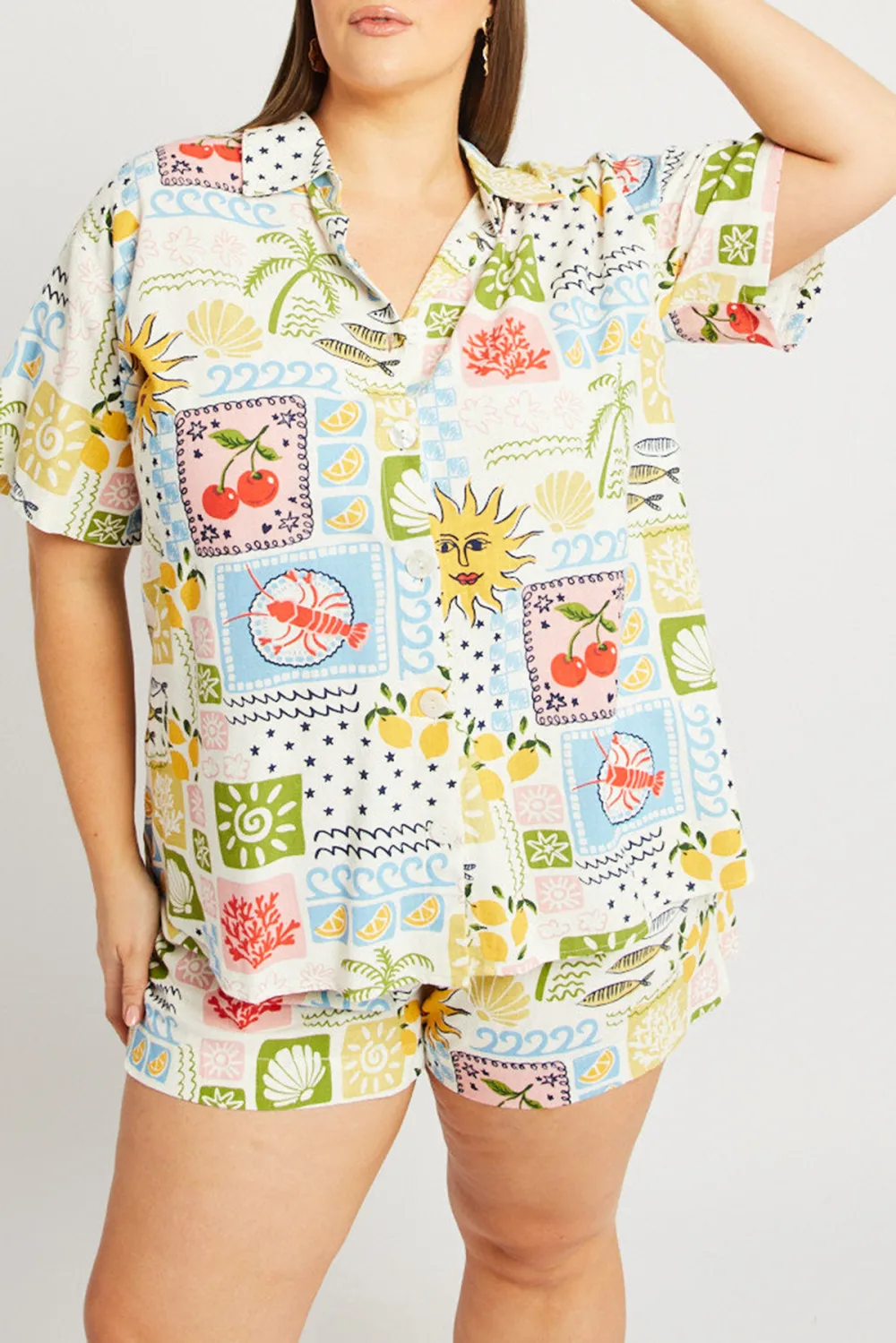 Multi Abstract Relaxed Shirt Short Sleeve