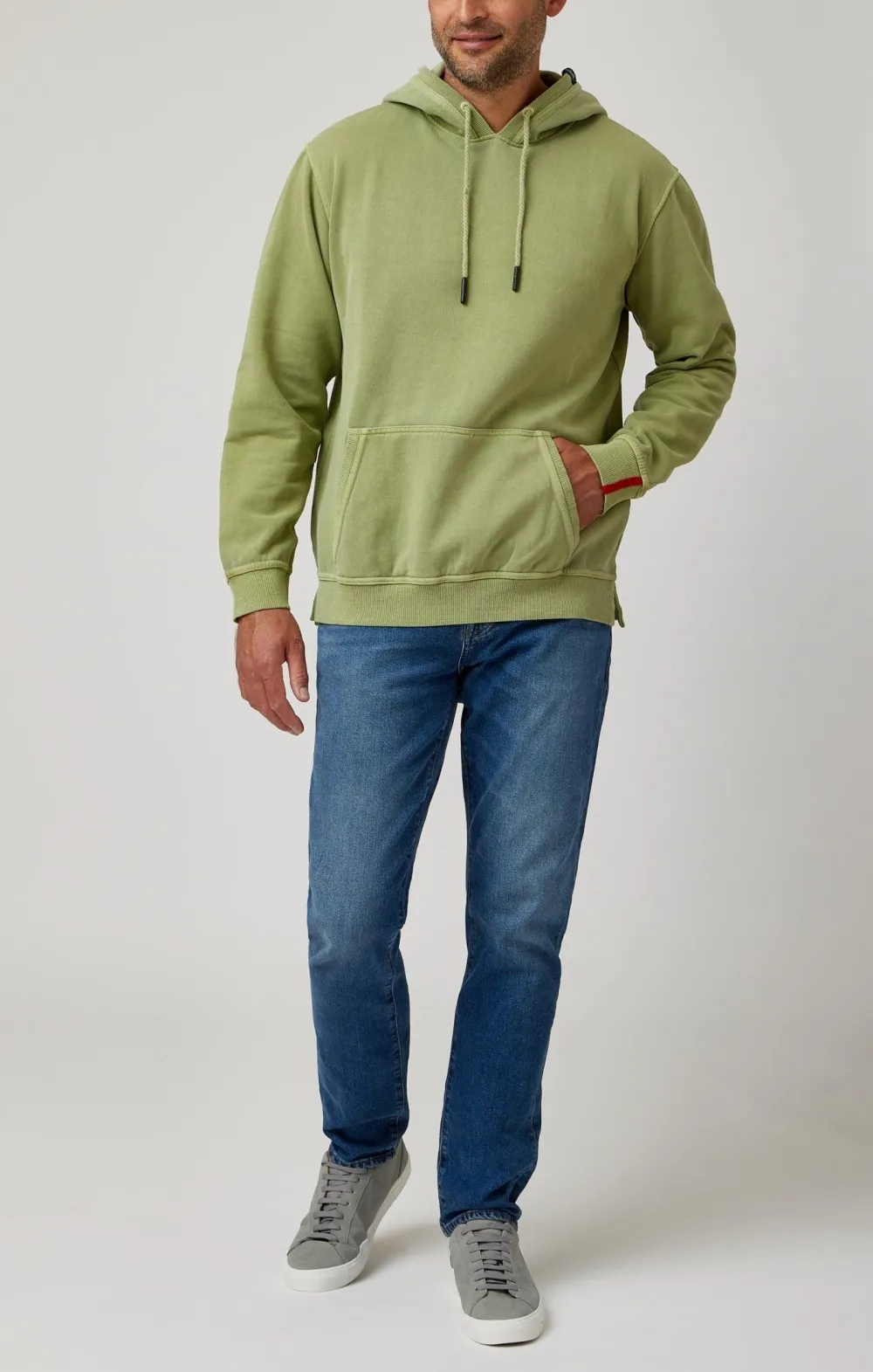 Sage Solid Garment Washed Hoodie