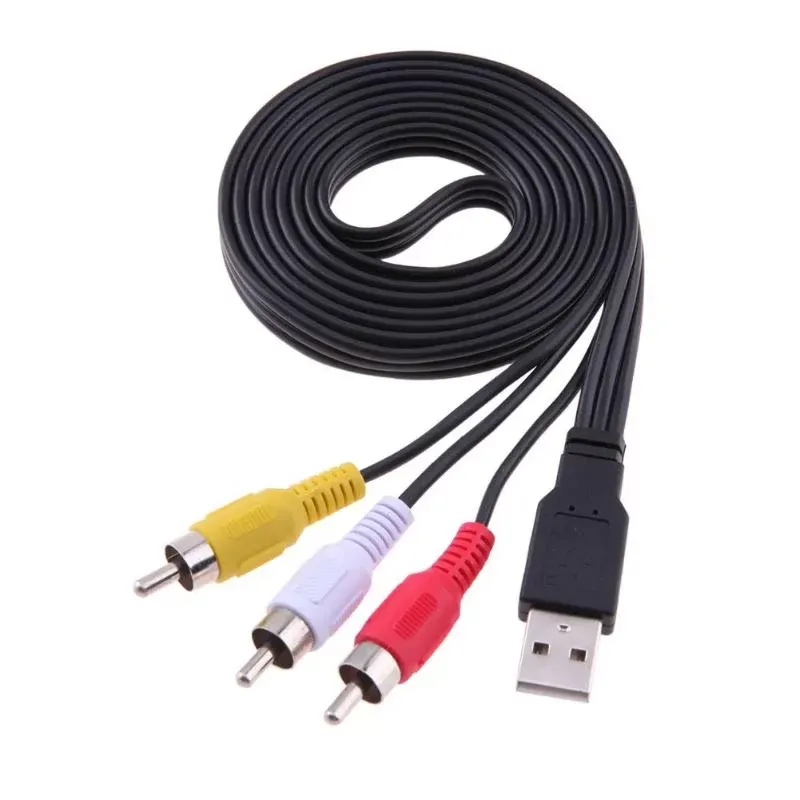 1.5M 5ft USB 2.0 to 3 RCA Cable Male To Male AV Audio Adapter Cord for AV equipment to HDD player