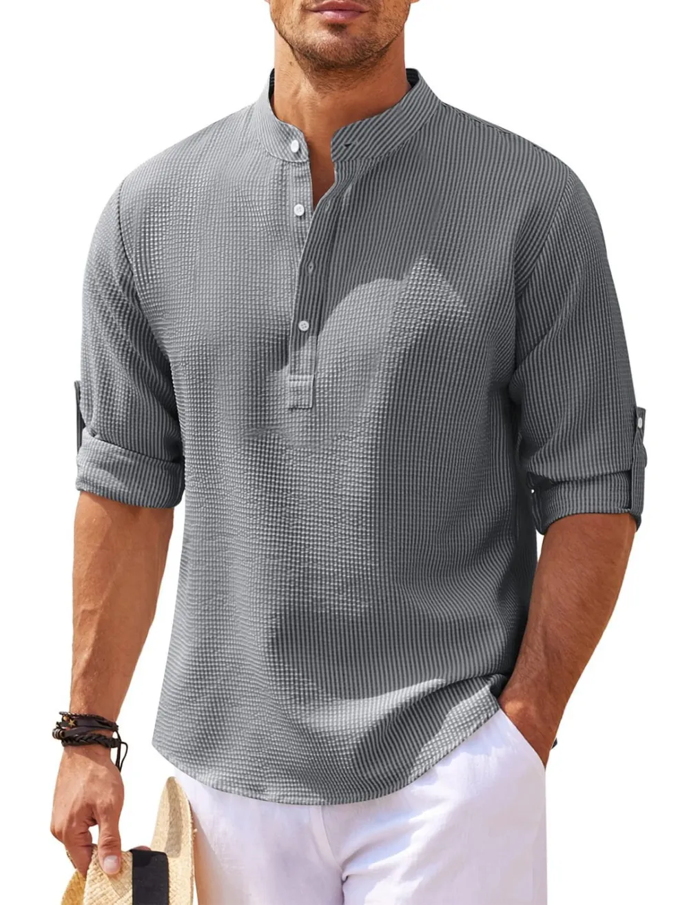 🔥Mid Year Sale 60% OFF🔥 - Men's Stand Collar Open Button Shirt Casual Shirt Tops