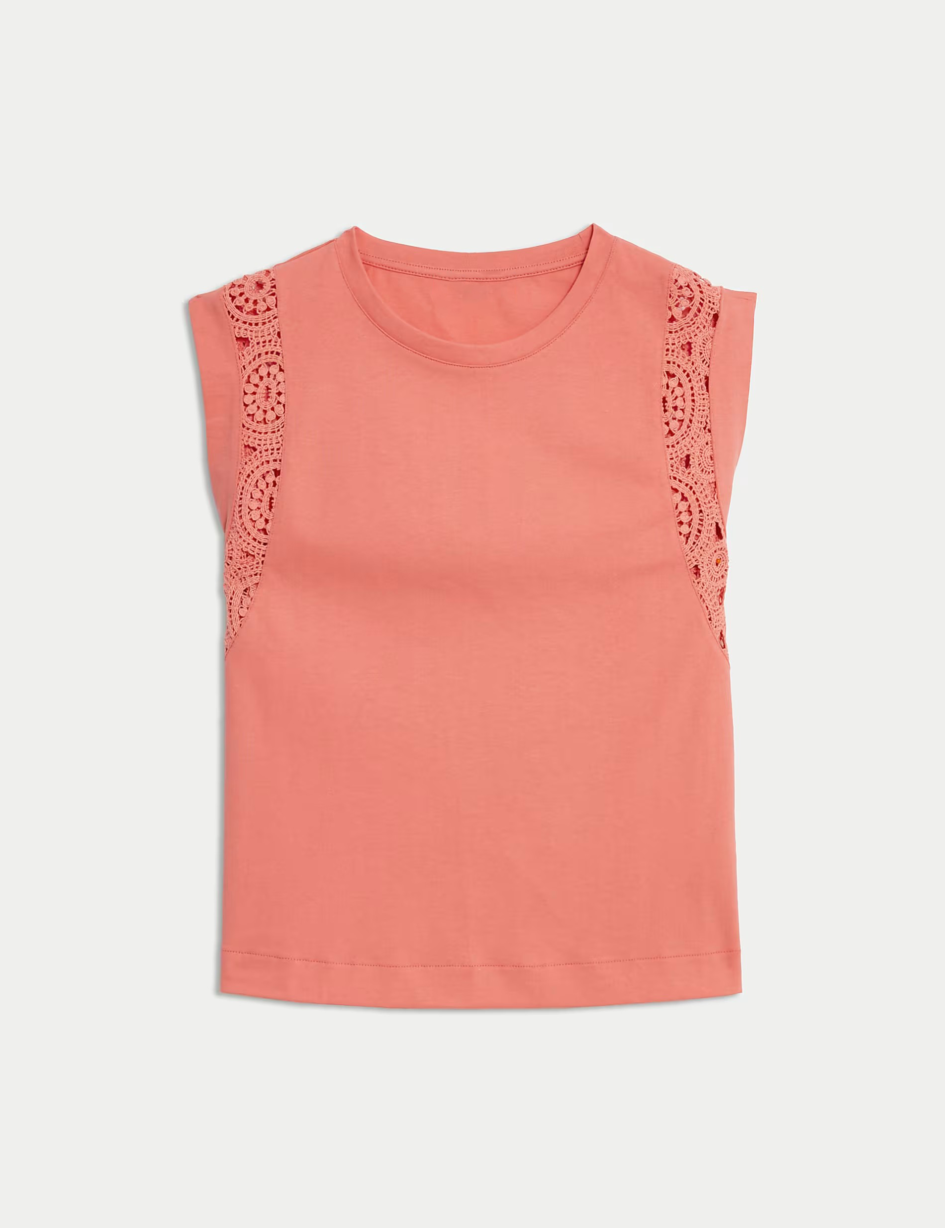 Pure Cotton Lace Insert T-Shirt