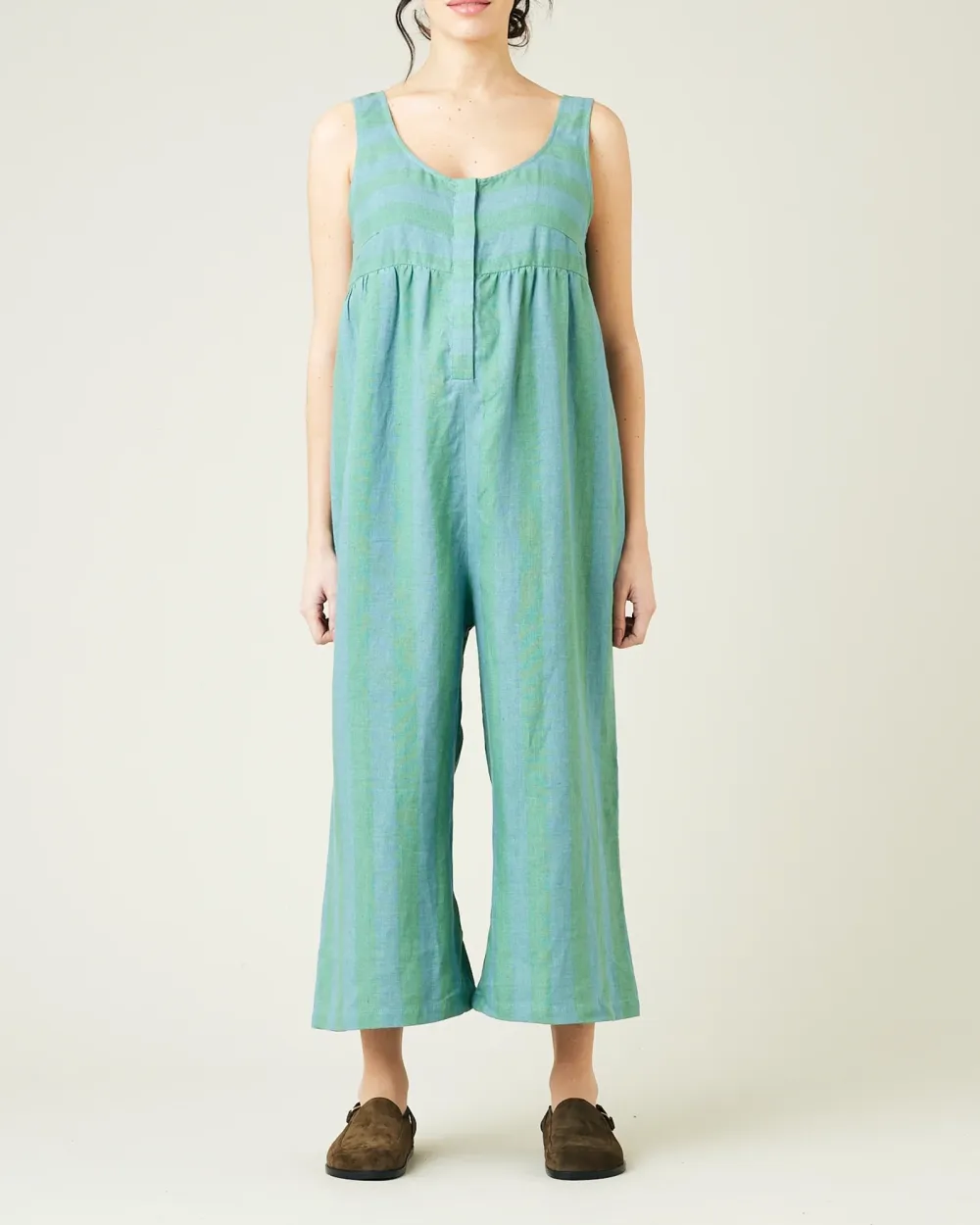 OCEAN STRIPE LINEN JUMPSUIT