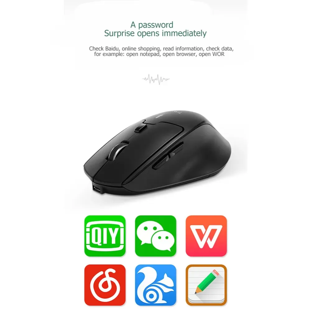 2.4GHz Smart Wireless Mouse AI Voice Input Translation Rechargeable 800/1200/1600 DPI Adjustable Ergonomic Mice,for laptop/pc