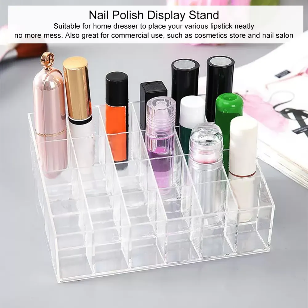 24 Grid Acrylic Makeup Organizer Storage Box Cosmetic Box Lipstick Jewelry Box Case Holder Display Stand make up organizer