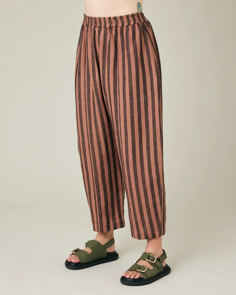 BISCUIT STRIPE LINEN TROUSERS