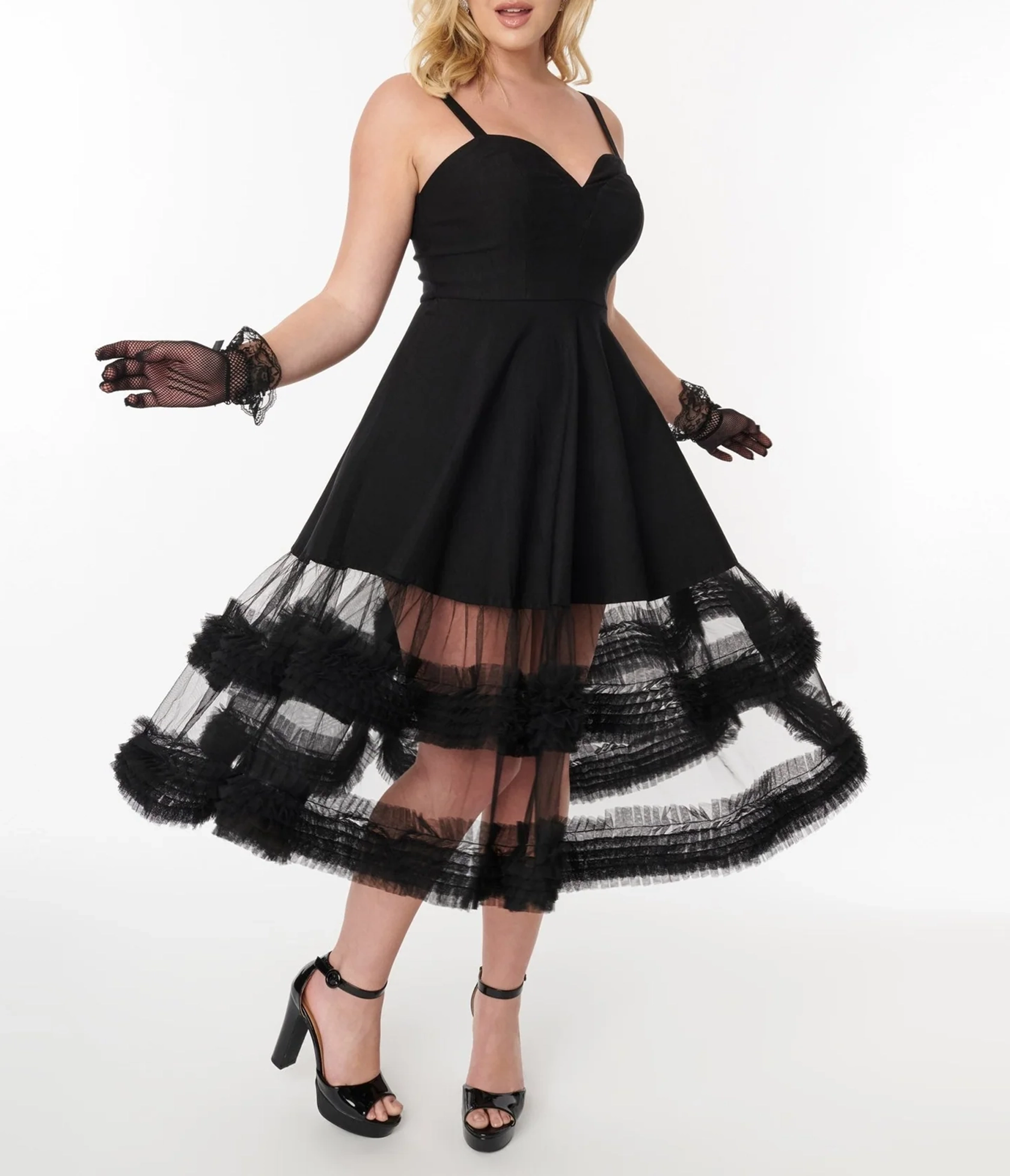 Black Roman Holiday Tulle Swing Dress