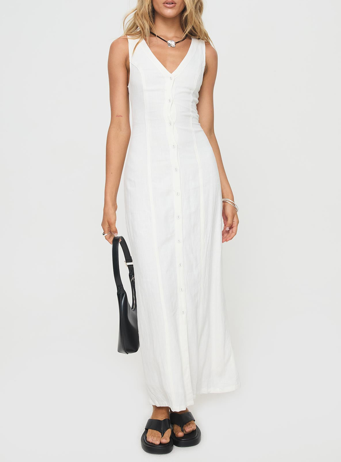 Summer Season Linen Blend Maxi Dress White