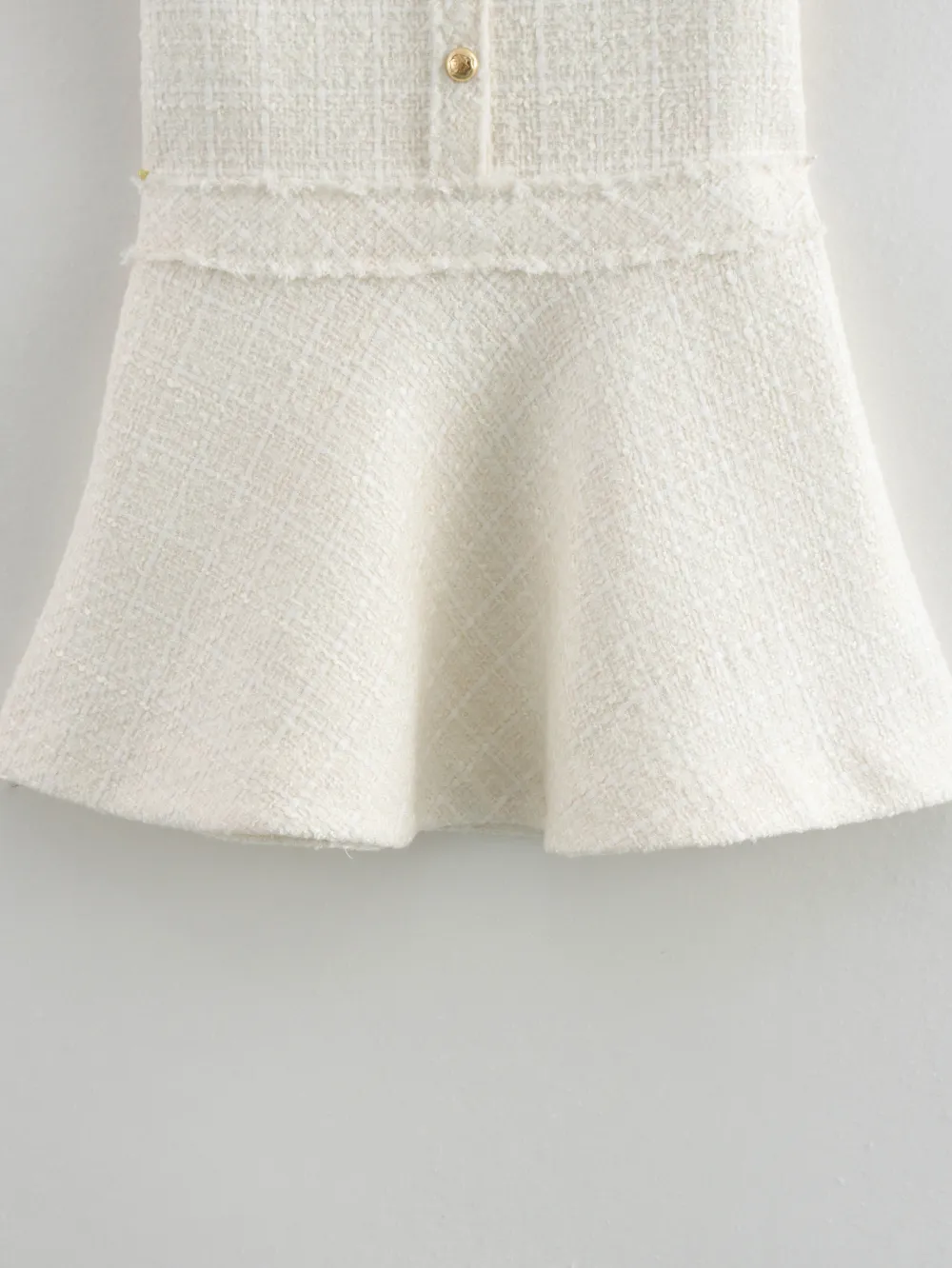 Fashionable Round Neck Button Woollen Textured Skirt