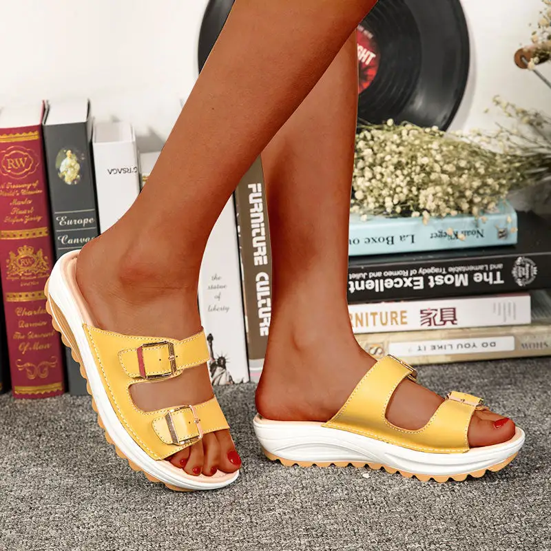 Cilool Summer Women Wedge Open Toe Sandals