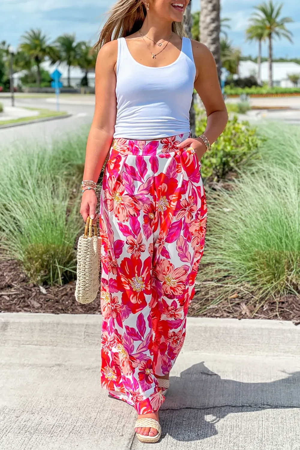 Floral resort trousers