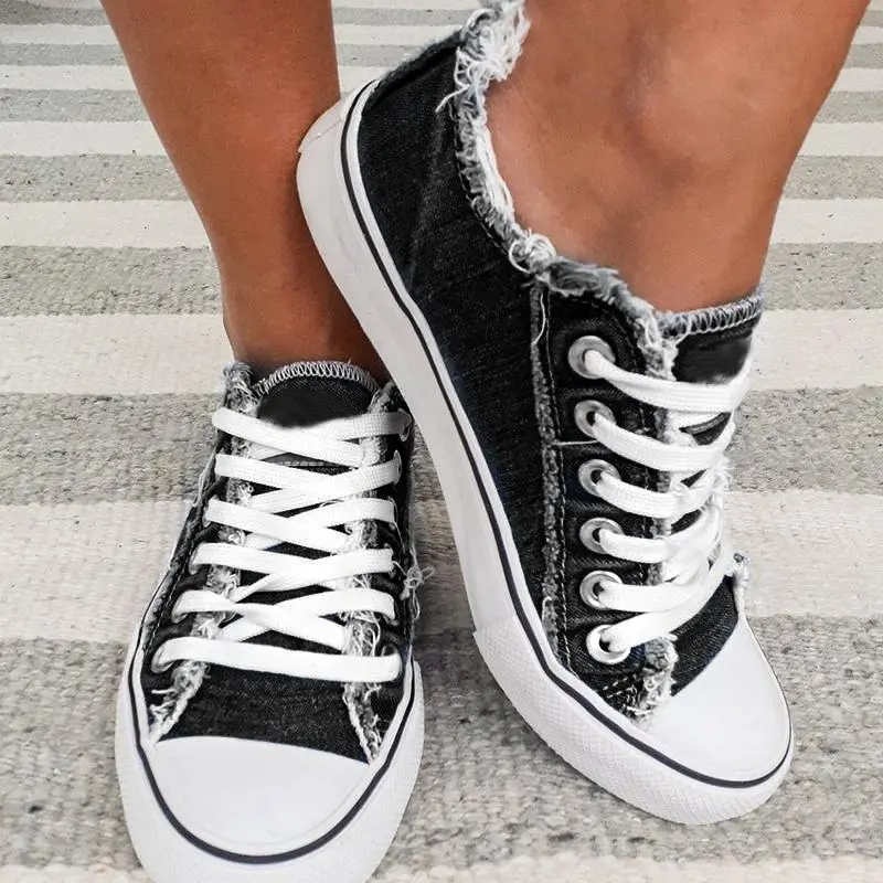 Women's Sneakers Star Striped Lace-up Canvas Sneakers