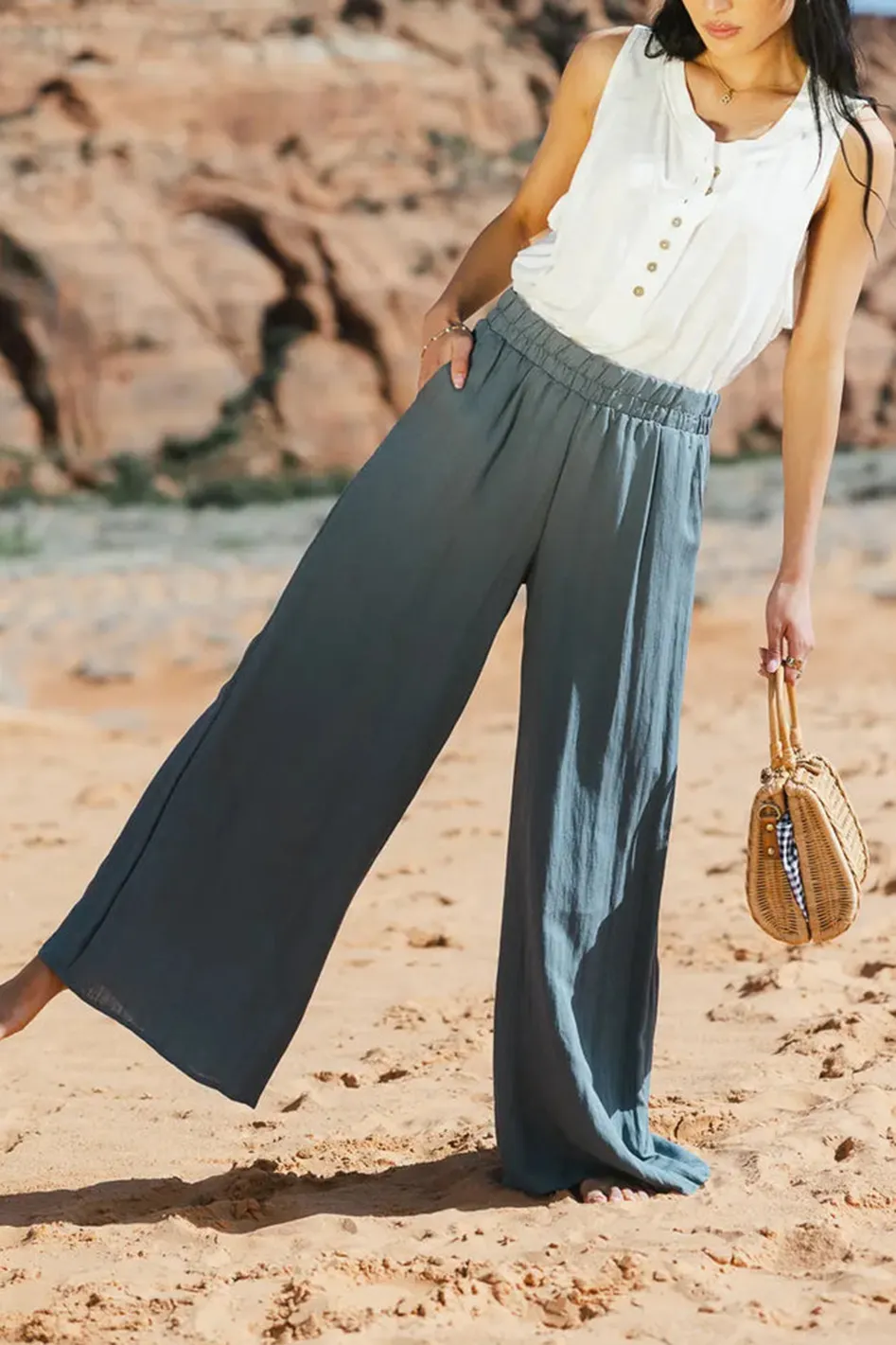 AMAYA WIDE LEG PANTS IN SLATE