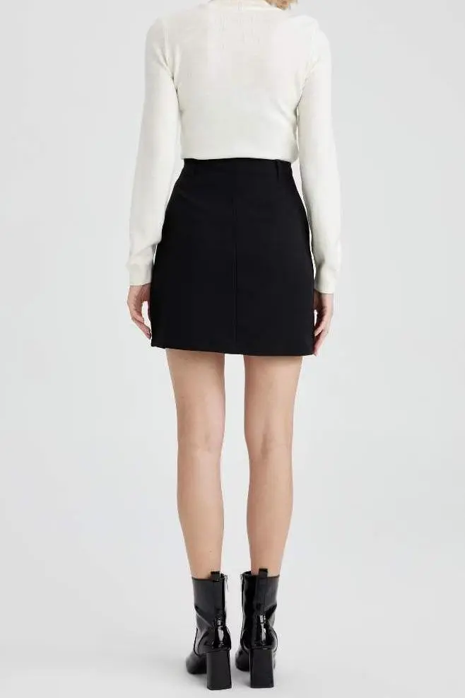 A-Line Normal Waist Lined Mini Skirt