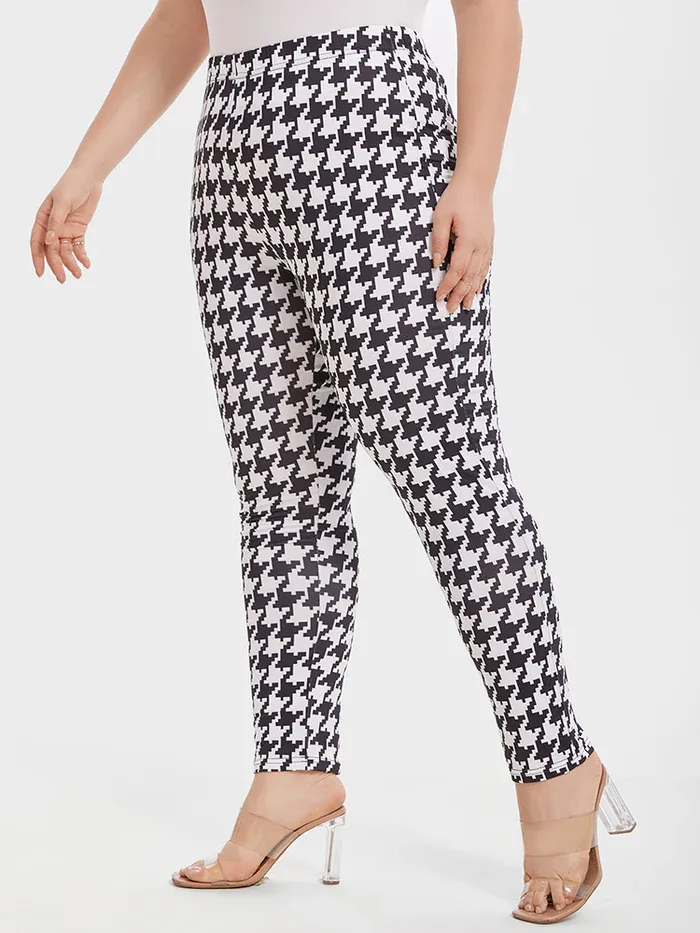 Houndstooth Print Skinny Pants