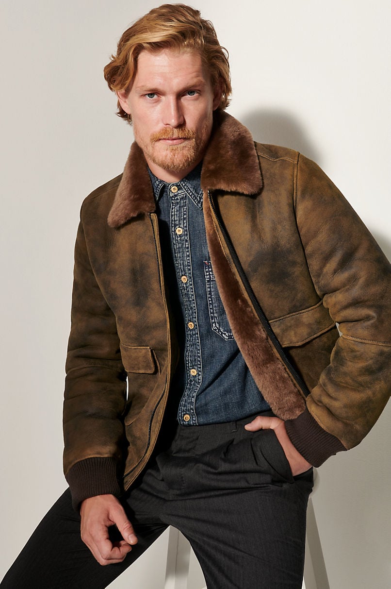 Men's Sheepskin Bomber Jacket