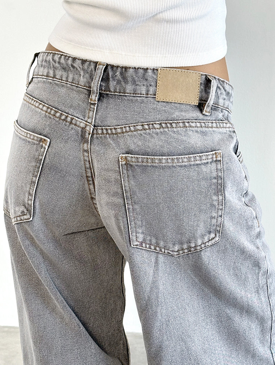 Grey Wash Roomy Extra Wide Low Rise Jeans