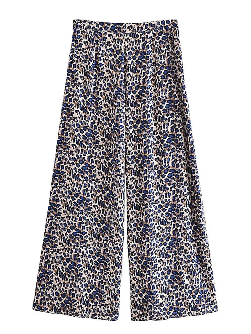 Blue plant printed pants