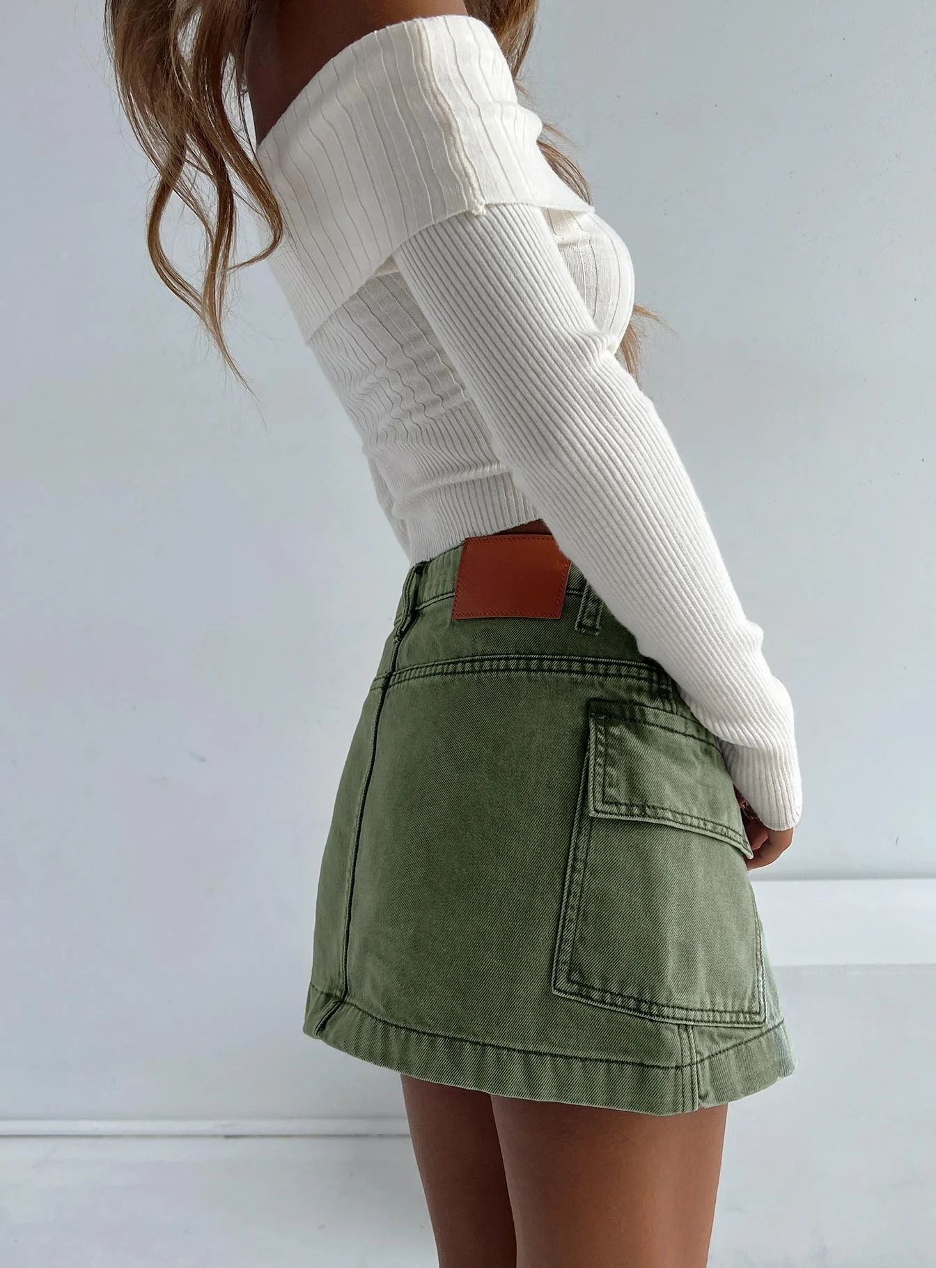 Zakai Cargo Denim Mini Skirt