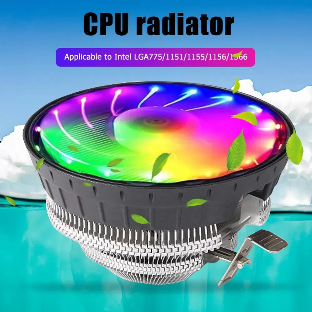 CPU Cooling Fan RGB Lighting 3 Pin Air Cooler Radiator for Intel LGA775/1151/1155/1156/1366 Cooling System