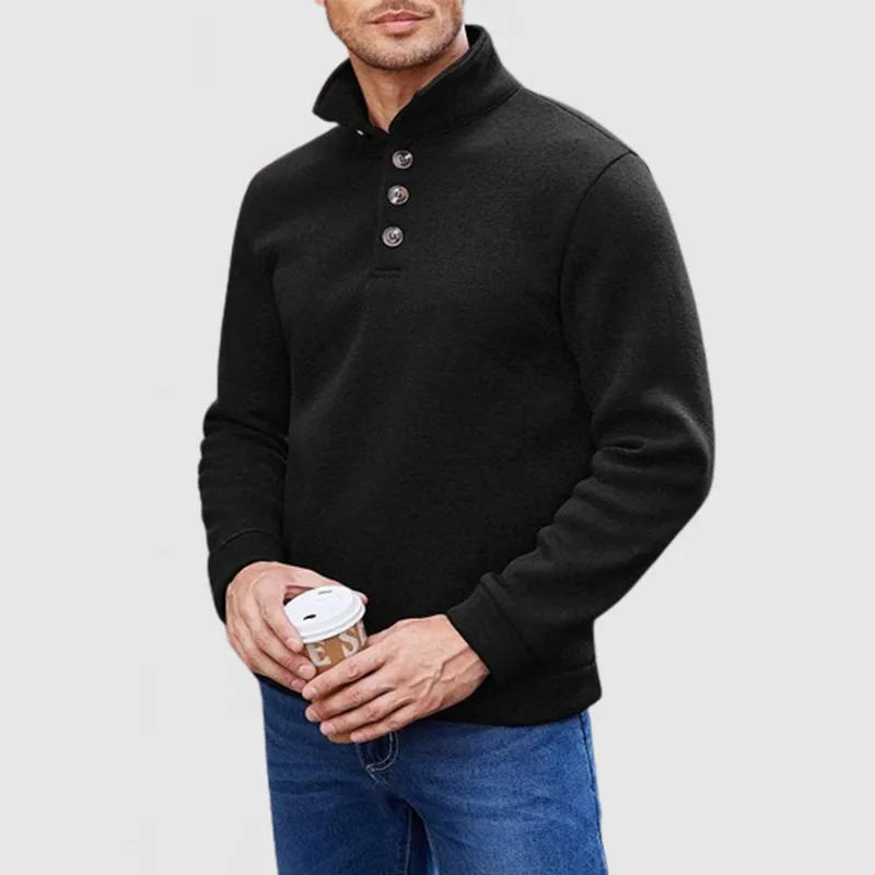 Men's Casual Turtleneck Button-Down Basic Sweater