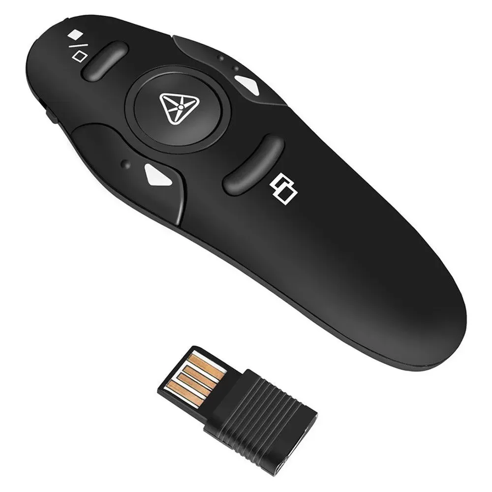 Powerpoint Clicker with Laser Pointer Presentation Remote Control and Red Light Point Universal RC RF 2.4GHz Wireless USB PPT Presenter Controller Sli