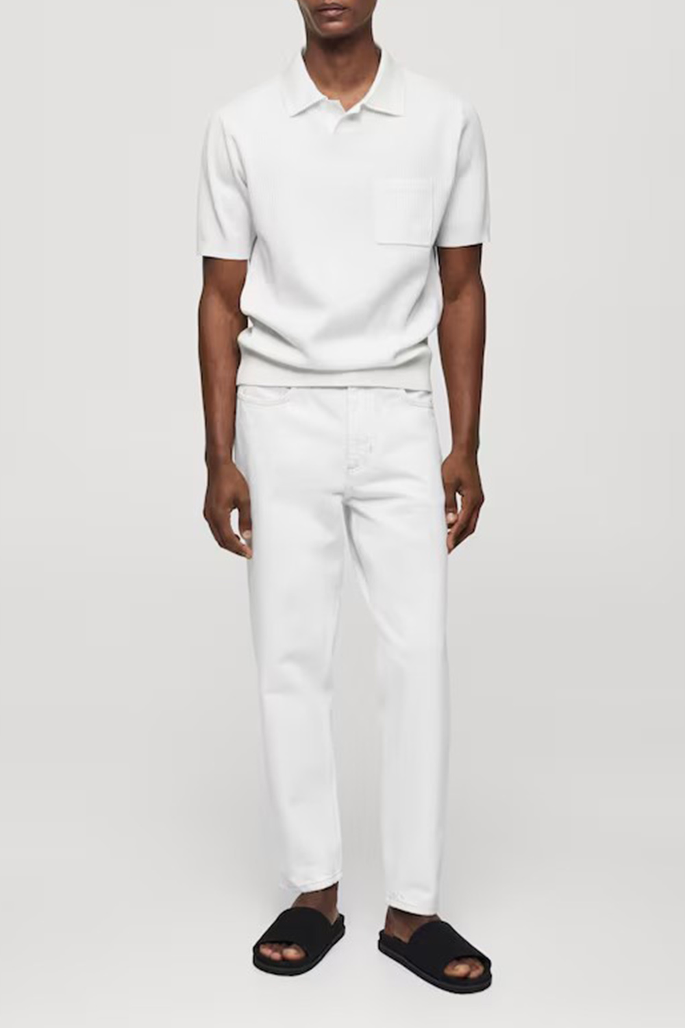 Short-sleeved ribbed polo shirt