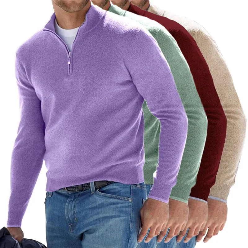 Men's Cashmere Zipper Basic Sweater