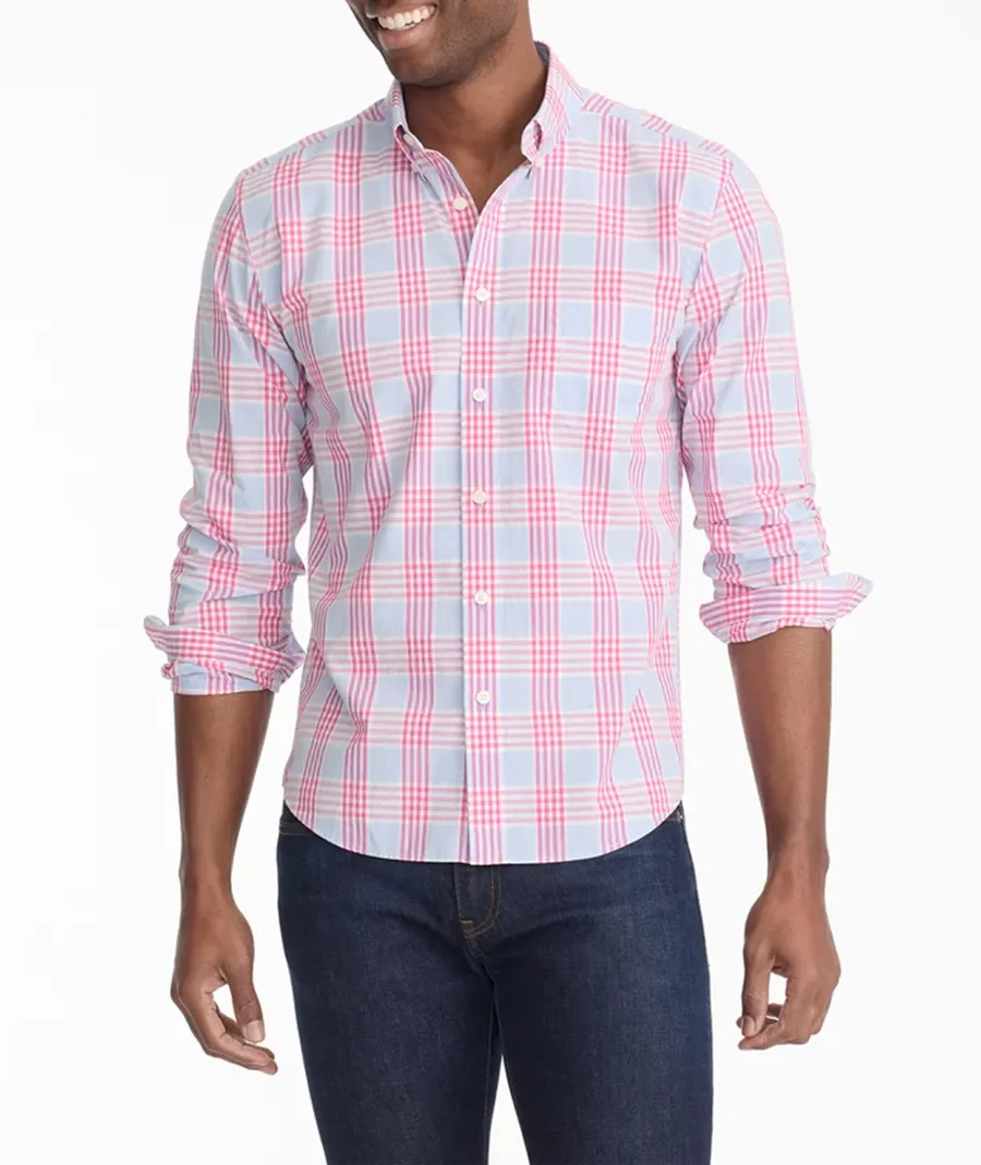 Men's Pink And White Shirt