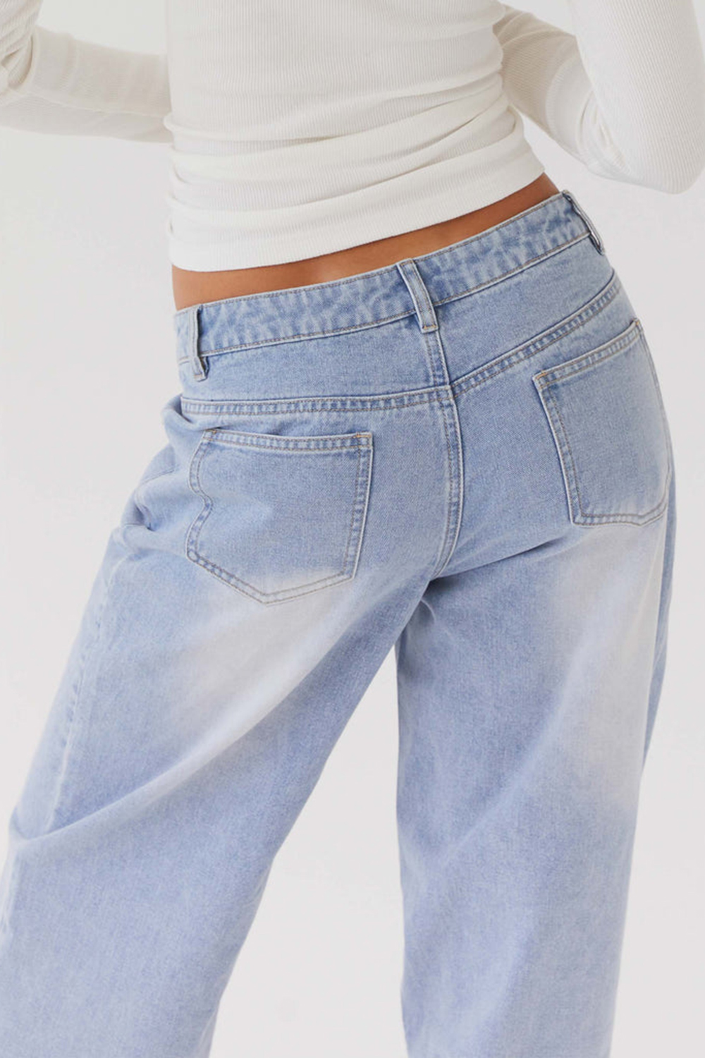 Keanna Low Rise Denim Jeans - Light Blue