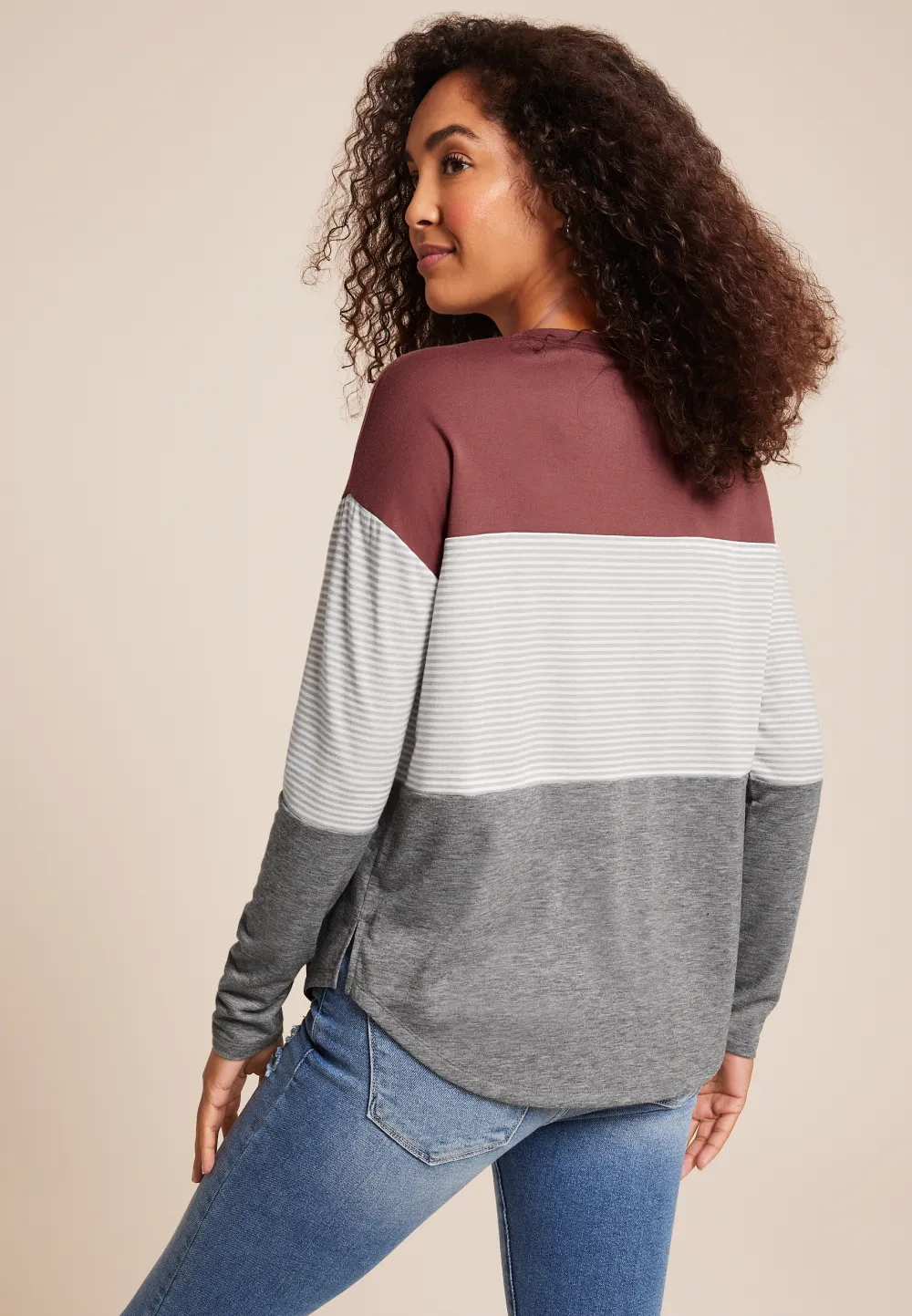 24/7 Clara Colorblock Long Sleeve Tee