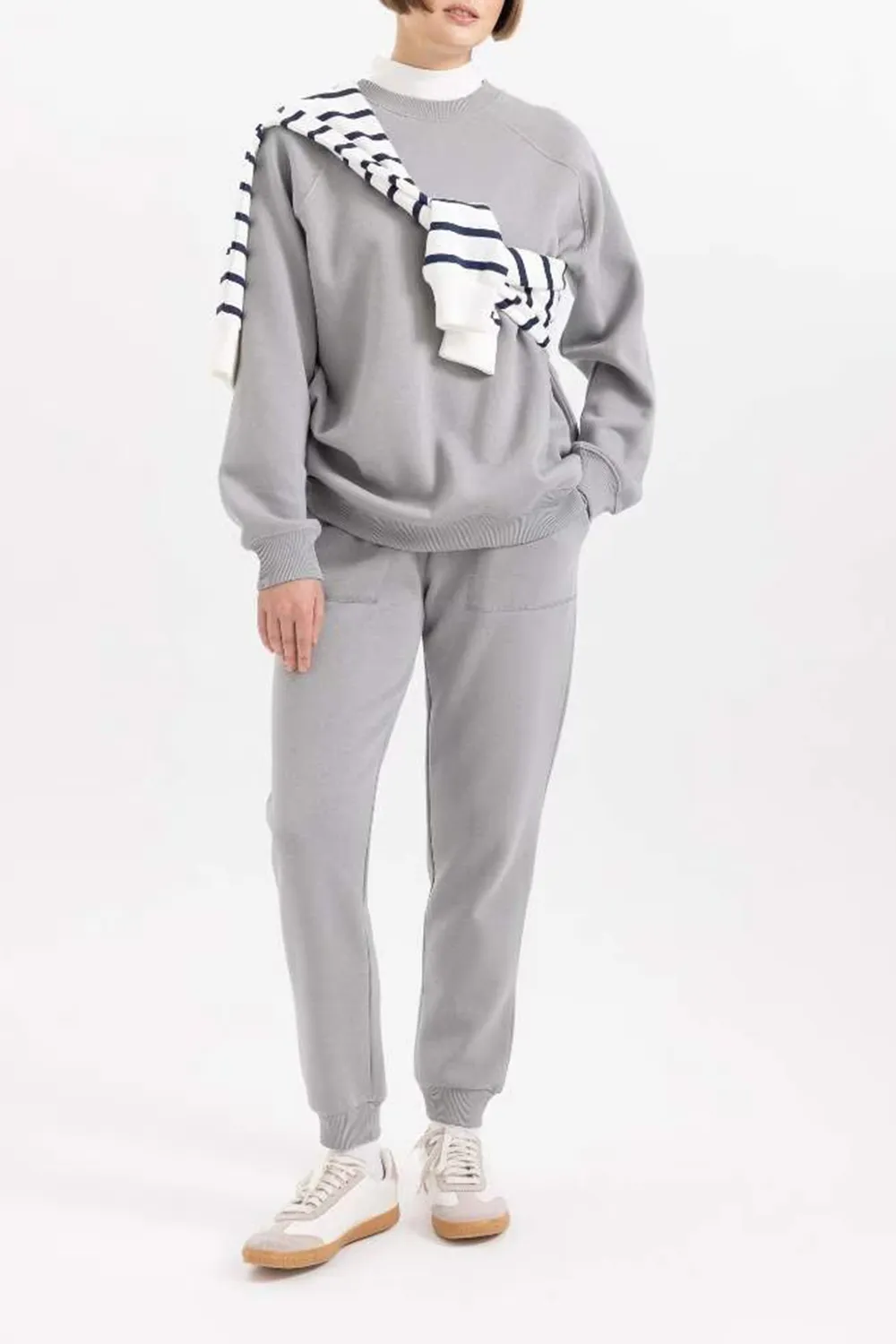 Jogger High Waist Thick Sweatshirt Fabric Trousers