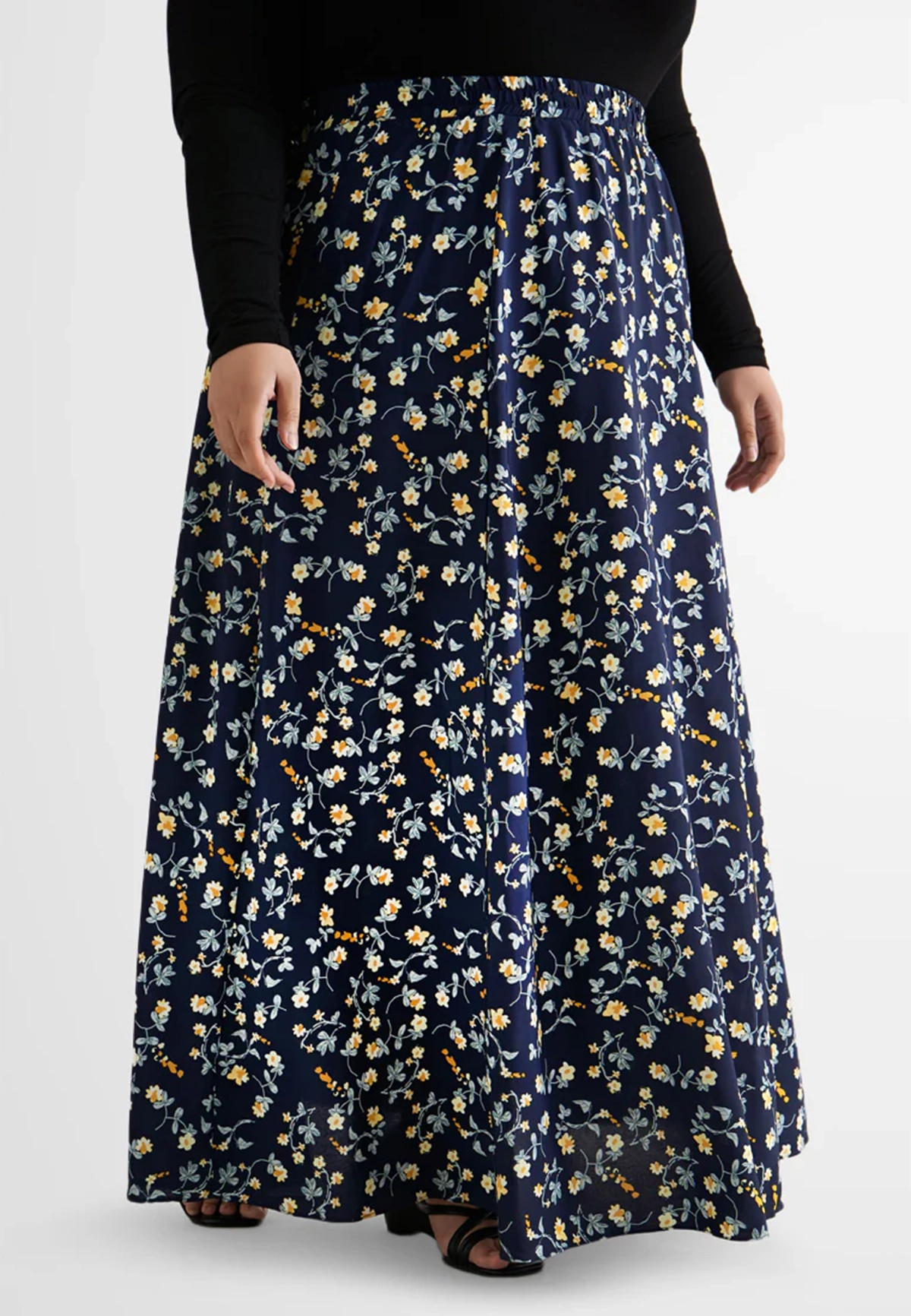 Loose floral print holiday skirt