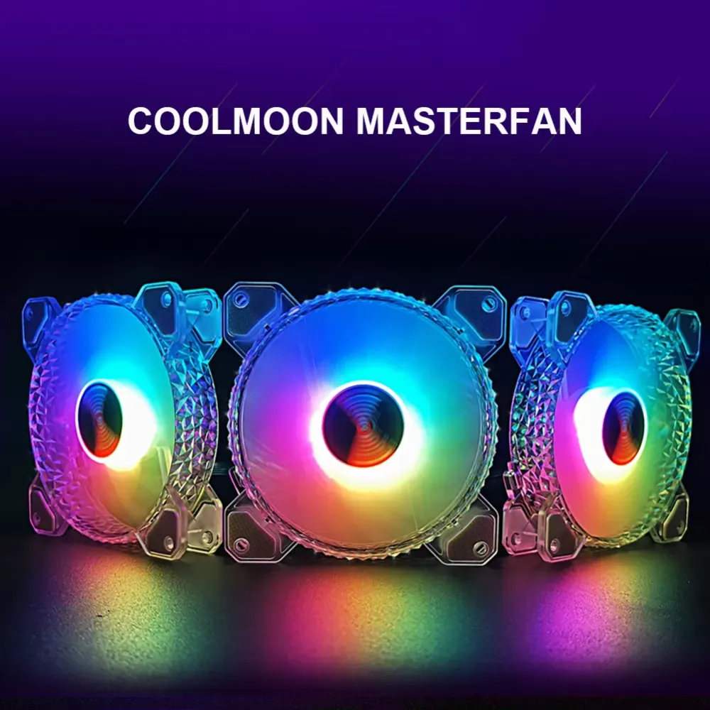 COOLMOON 12cm 6pin Cooling Fan PC Computer Case RGB Fan,Colorful lights, quiet fan operation, enhance heat dissipation