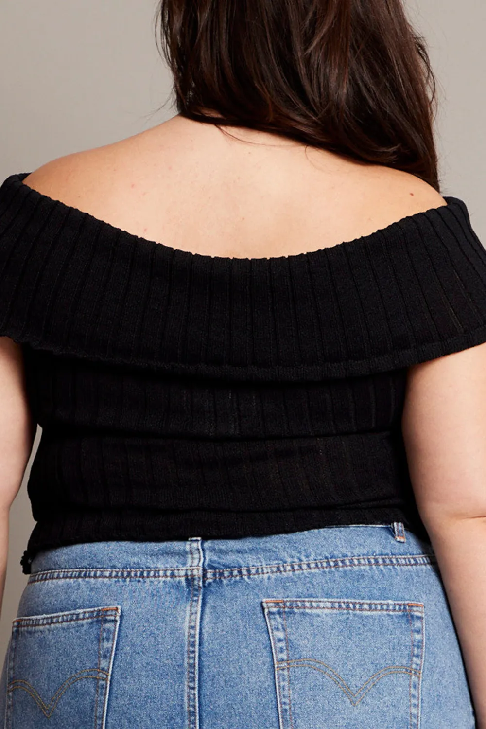 Black Off shoulder knitted top